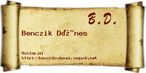 Benczik Dénes névjegykártya