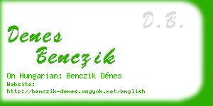 denes benczik business card